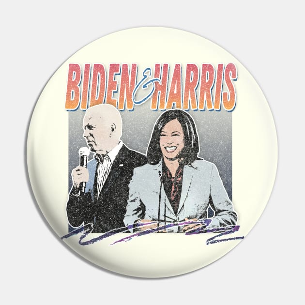 Biden And Harris / Retro Style Faded Fan Design Pin by DankFutura