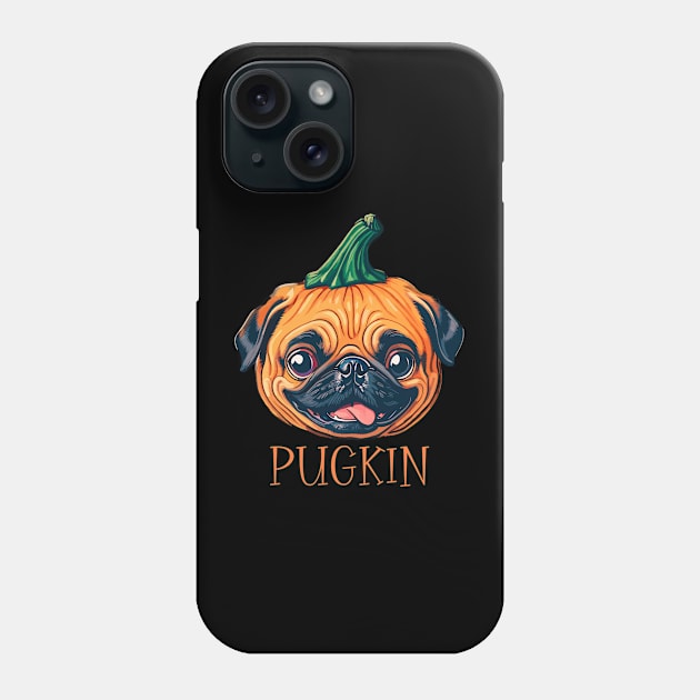 Pugkin Halloween Pumpkin Pug Dog Lover Funny Phone Case by AimArtStudio