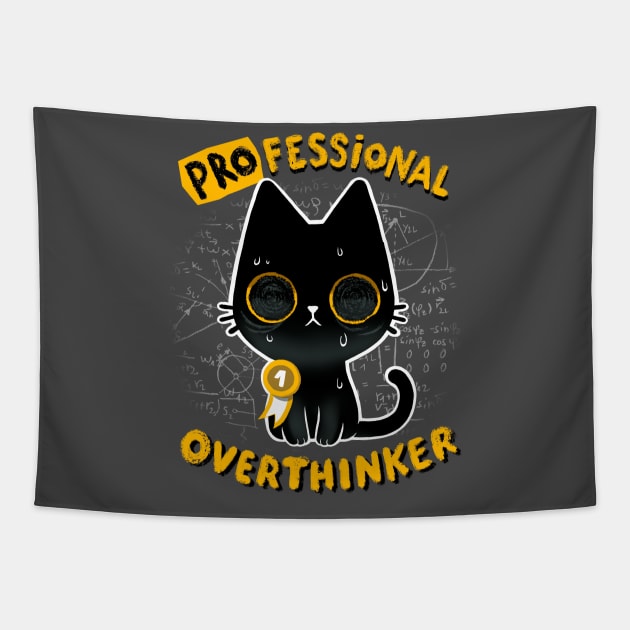 Professinal Overthinker - Cute Cat overthinking everything Tapestry by BlancaVidal