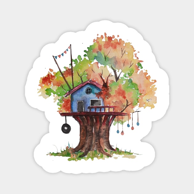 Tree House Magnet by Canvases-lenses