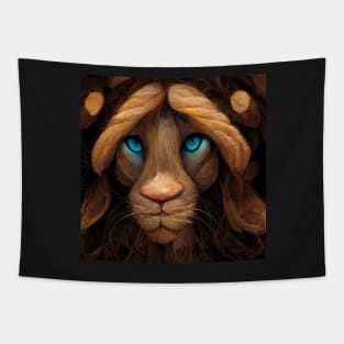 Cute brown lion with blue eyes Tapestry