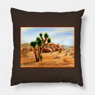 Joshua Tree National Park Watercolor Painting Pillow