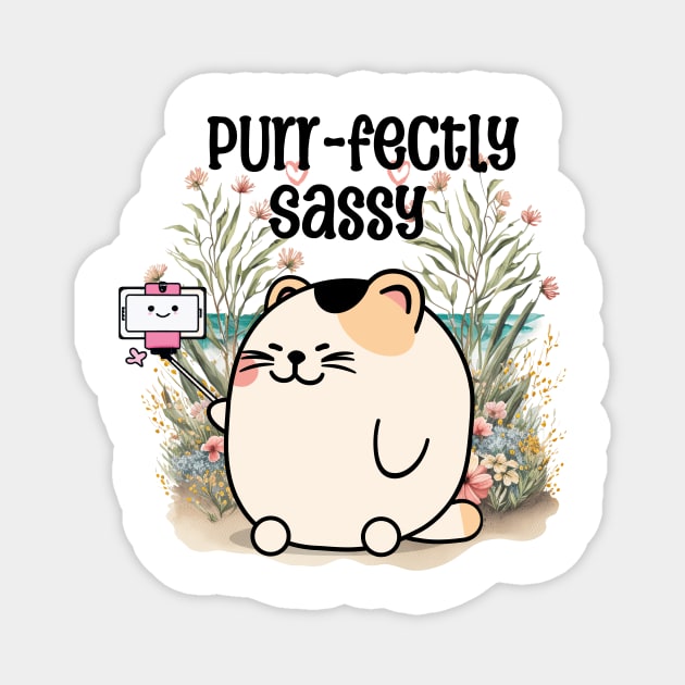 Purr-fectly Sassy Kawaii Cat Magnet by Jo Palmer