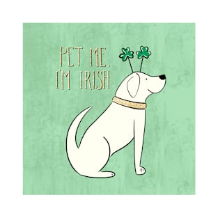 Saint Patrick's Day Dog Design Pet Me I'm Irish T-Shirt