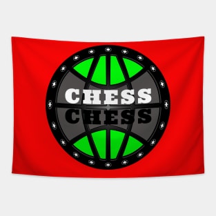 Chess Logo in Black, White and Green Tapestry