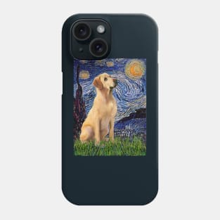 Starry Night Adapted to Include a Yellow Labrador Retriever Phone Case