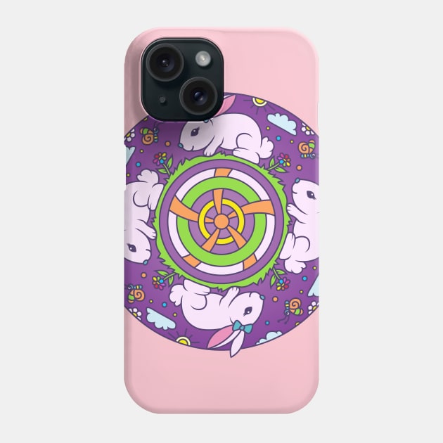 Cute Bunny Abstract Animal Mandala Phone Case by The Little Store Of Magic