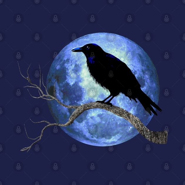 Crow Raven Corvid With Moon by Pine Hill Goods