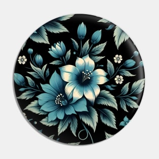 Blue Floral Motif Pin