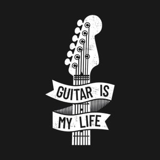 Guitar is My Life Electric Guitar Headstock Dark Theme T-Shirt