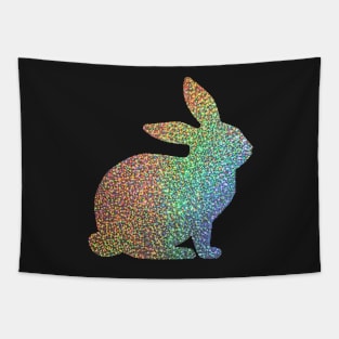 Holographic Rainbow Faux Glitter Easter Bunny Tapestry