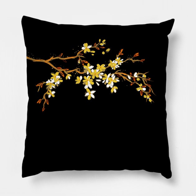 Colorful Sakura Pillow by SWON Design