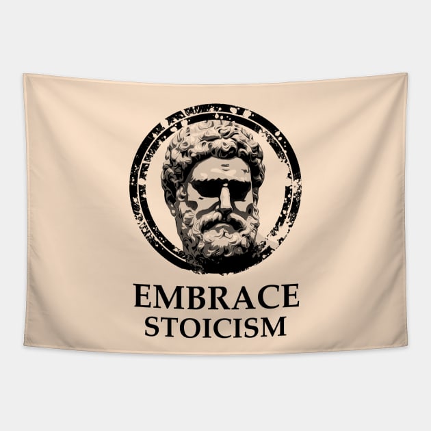 Embrace Stoicism Quote II Tapestry by NoMans