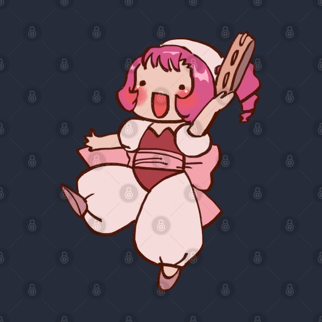 cute pink pastel sumomo persocom doing the wake up call dance / chobits by mudwizard