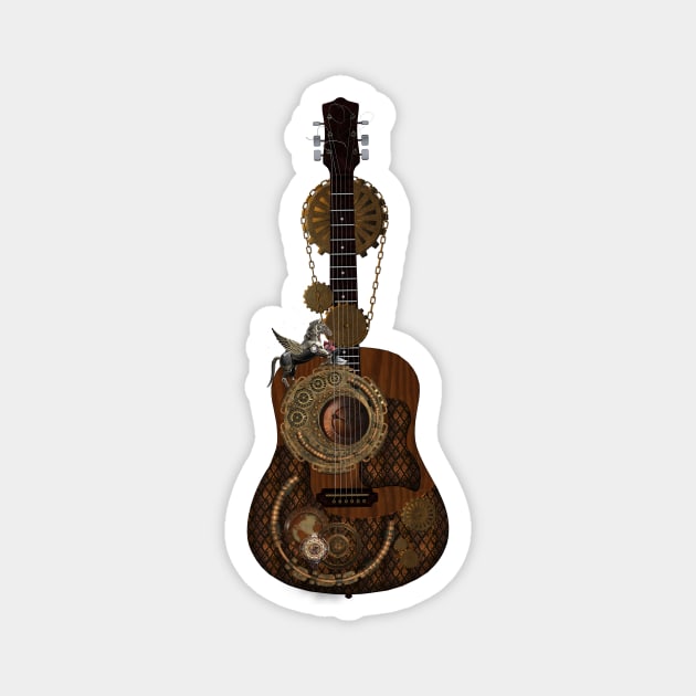 Wonderful steampunk guitar with clocks and steampunk horse Magnet by Nicky2342