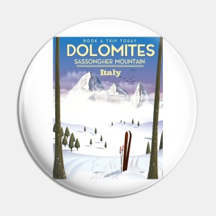 Dolomites Sassongher Mountains Italy travel poster Pin