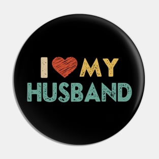 I love my husband - I heart my husband retro valentines gift for couple Pin