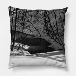 Winter scenery in black and white Pillow