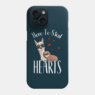 Here To Steal Hearts Sloth  Llama Lover Phone Case