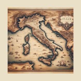 Italy Antique Map T-Shirt