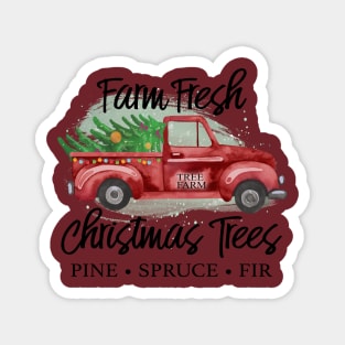 Farm Fresh Christmas Trees - Red Truck Magnet