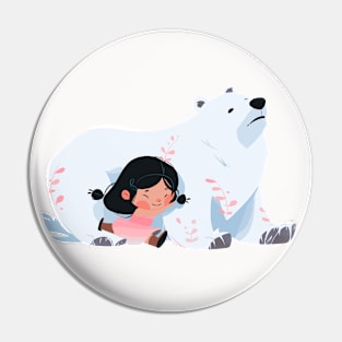 Adorable Polar Bear Animal Loving Cuddle Embrace Children Kid Tenderness Pin