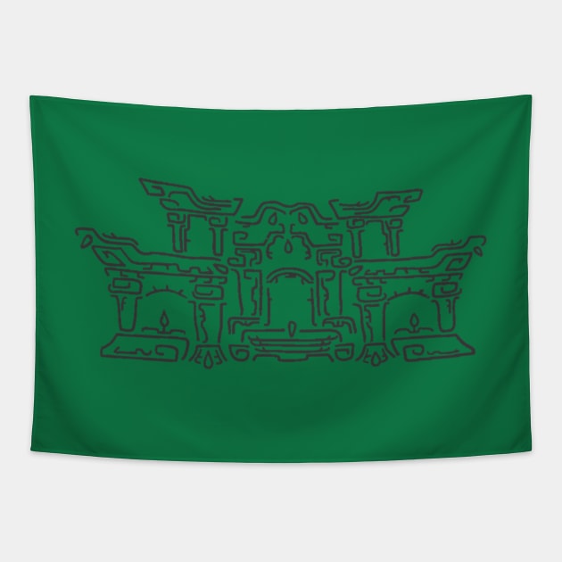 Black on Green Geoglyph 2 (Totk) Tapestry by HeartonSleeves