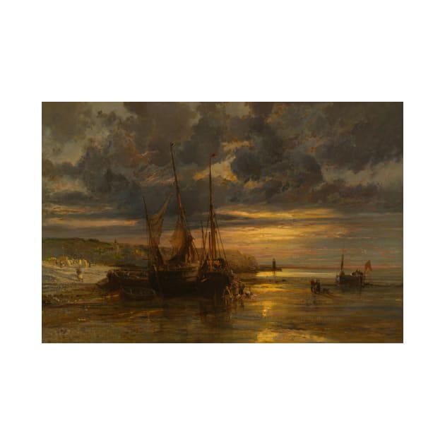 Beached Fishing Boats by Jules Achille Noel by Classic Art Stall