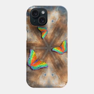 Surreal butterflies on corrugated iron mandala Phone Case