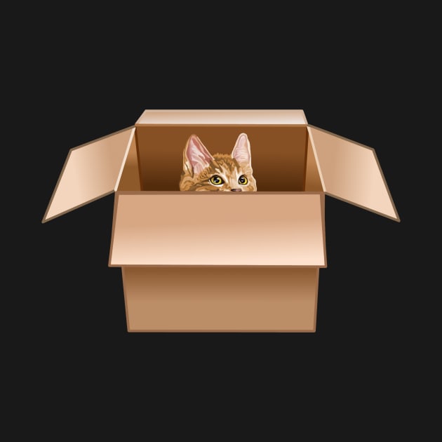 Ginger Kitten Peeking from Cardboard Box by Art by Deborah Camp