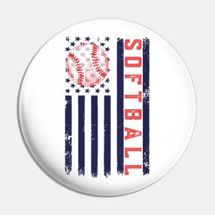 Softball American Flag Pin