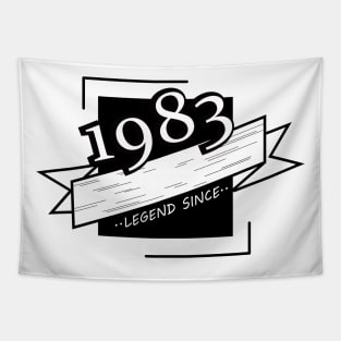 Legend Since 1983: Black Typography Birthday Design Tapestry