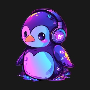 Cute Penguin With Headphones T-Shirt