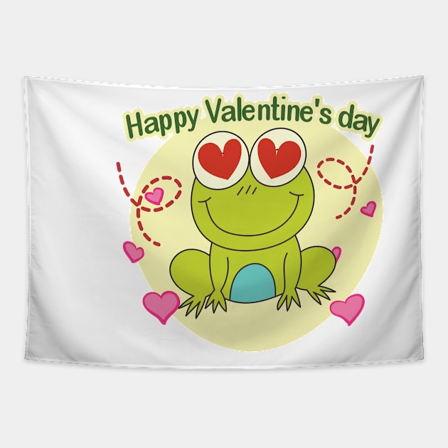 Happy Valentine S Day Frog, Tapestry by JNAA