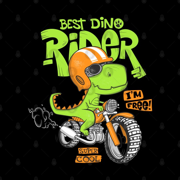 dinosaur riding motorbike by Mako Design 