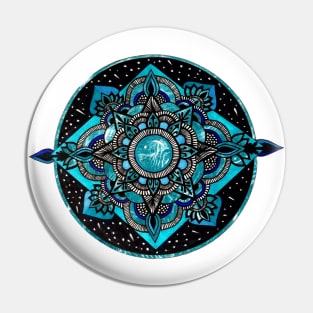 Blue Portal Mandala Pin