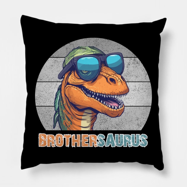 Brothersaurus T rex Dinosaur Brother Saurus Family Matching Pillow by Emouran