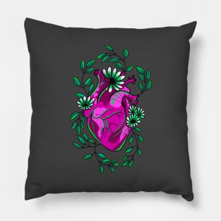 electric pink and green witchy anatomically correct heart cute gift Pillow