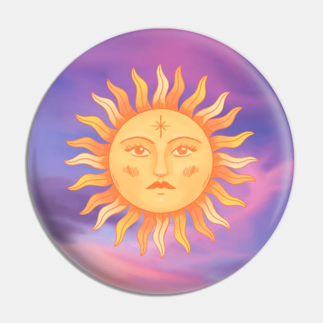 Purple Sunset Boho Sun Pin by Trippycollage