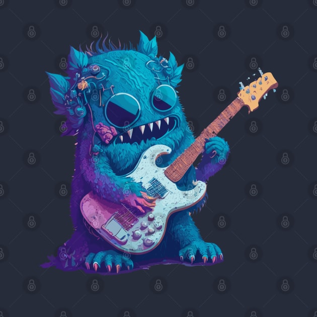 Monster Playing Guitar by Poge