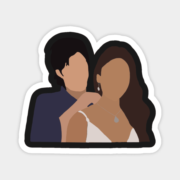 Damon and Elena sticker Sti Magnet by irelandefelder