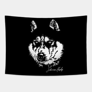 Siberian Husky sled dog portrait Tapestry