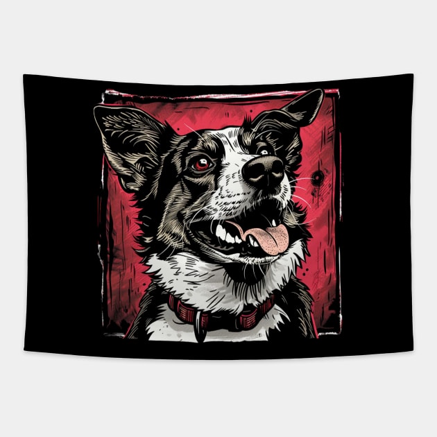 Retro Art Australian Cattle Dog Lover Tapestry by June Sixteen