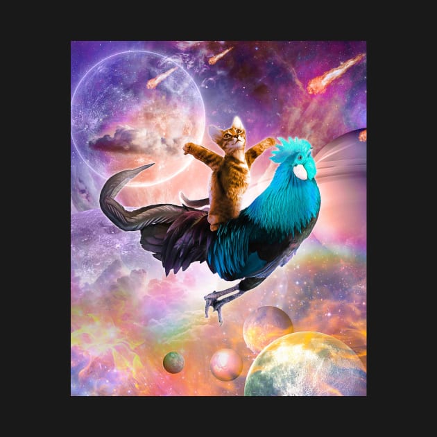 Galaxy Space Cat Riding Chicken - Rainbow by Random Galaxy