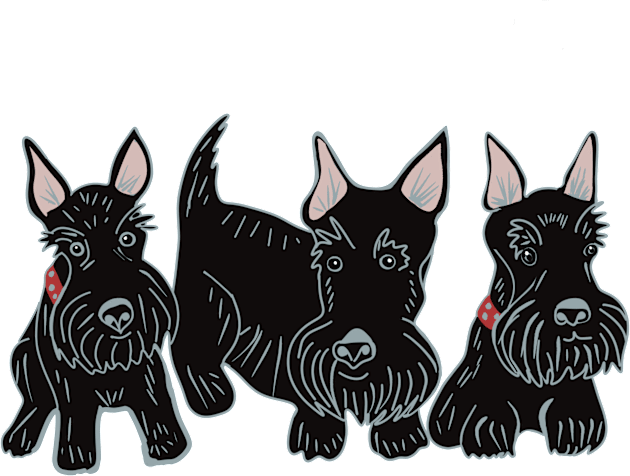 Three Little Black Scotties Kids T-Shirt by Janpaints