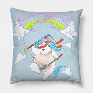 Rainbow Ninja Unicorn Pillow