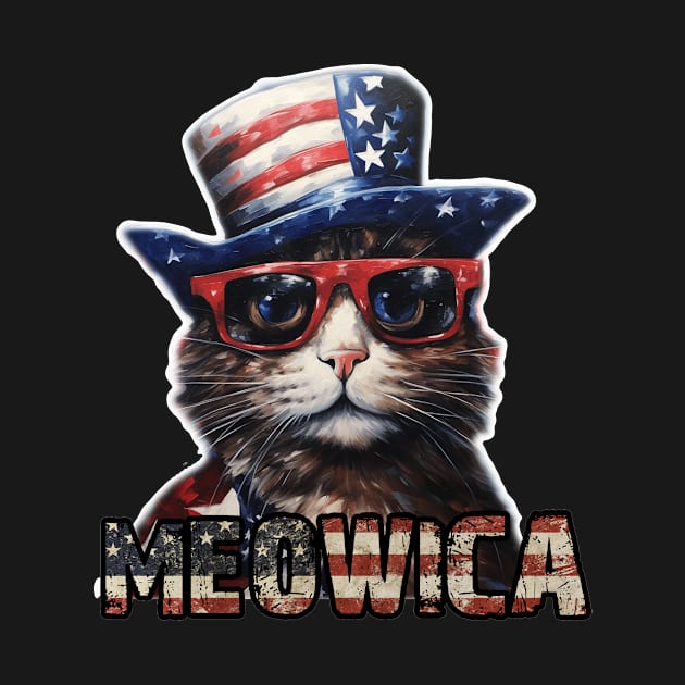 Meowica 4th of July Cat American Flag America USA Funny by GodiesForHomies