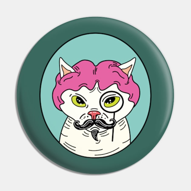 Cat with wig, hairless cat with wig, cat with a mustache Pin by Sourdigitals