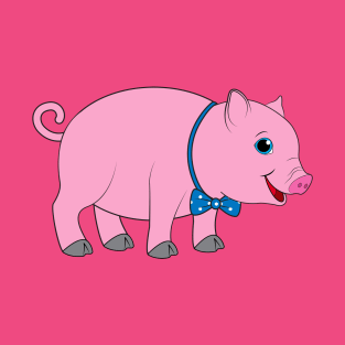 Cute Cartoon Pig in a Bow Tie T-Shirt