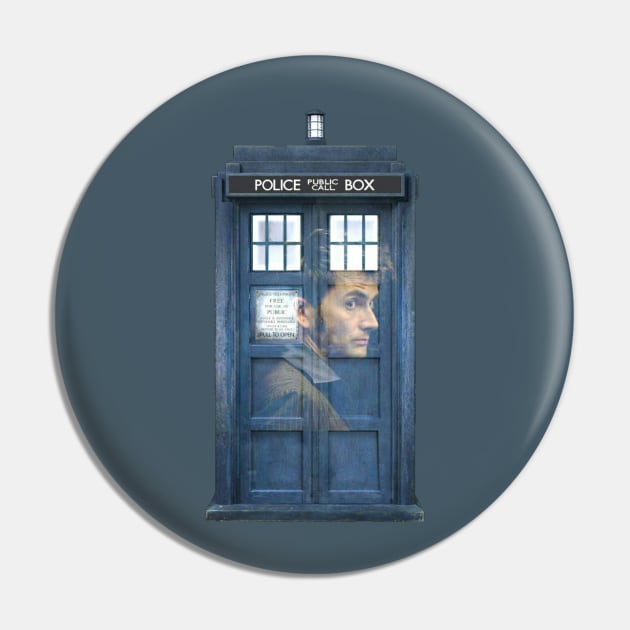 10 and his TARDIS Pin by ClockworkHeart